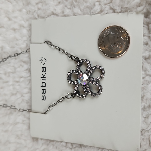 Sabika Silver Flower Pendant Necklace - Picture 4 of 4